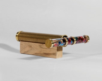 Long Oil Kaleidoscope, Gold Brass Kaleidoscope, Father's day Gift, Mother's Day Gift - OL