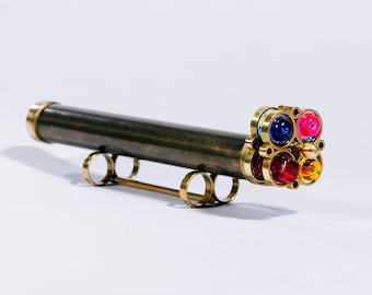 Long Small Flower Kaleidoscope &quot;Long Orchid&quot; - Brass Kaleidoscope, Gift for him, Gift for her, Personalized gift - KSF