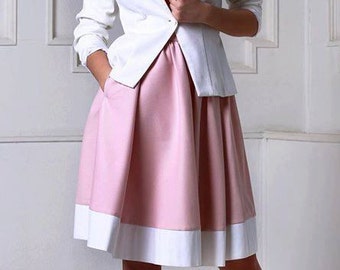 Pink pleated skirt, full skirt, circle skirt, midi skirt, skirt for sale, belted skirt