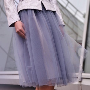 Tulle skirt, tutu skirts, midi skirt, womans skirts, black tutu skirt, full skirt, grey tutu skirt, plus size, made to order image 3