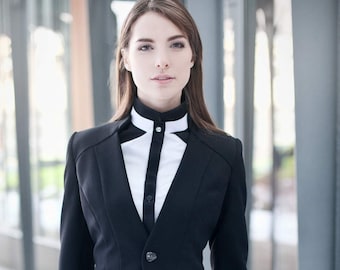 Classic black jacket one button long sleeves elegant blazer, classic jacket, jacket for work, office jacket