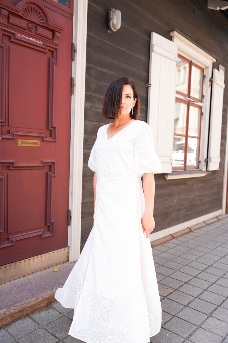 Summer white maxi dress M-L size image 8