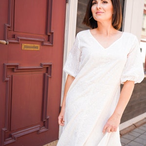 Summer white maxi dress M-L size image 3