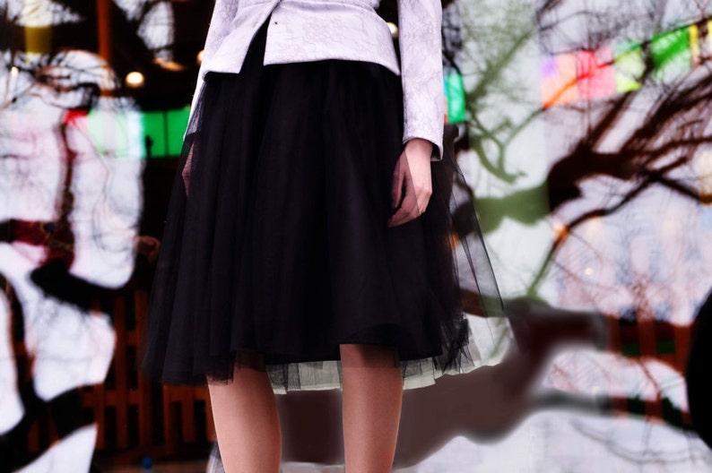 Tulle skirt, tutu skirts, midi skirt, womans skirts, black tutu skirt, full skirt, grey tutu skirt, plus size, made to order image 2