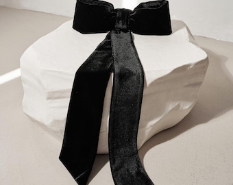 Pajarita de terciopelo negro / Lazo extragrande para el cuello / Accesorio romántico llamativo / Cinta de terciopelo multiusos / Corbata estilo poeta / Faja para cinturón