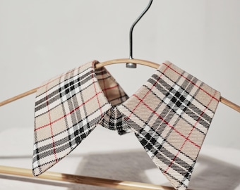 Cuello desmontable de tartán beige / Cuello falso a cuadros Old Money / Inserción de camisa extraíble de lujo y discreta / Accesorio de capas elegante para primavera