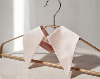 Cuello desmontable rosa pastel / Cuello falso puntiagudo / Inserto de camisa extraíble arquitectónico / Accesorio minimalista para cuello en capas