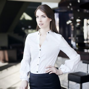 White cotton shirt blouse with long sleeves 2 looks in 1, white shirt, womans shirt, boho shirt, summer shirt, office shirt, elegant shirt