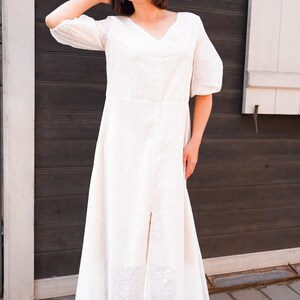 Summer white maxi dress M-L size image 4