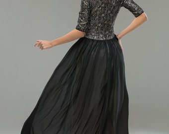 SOLD! Romantic evening long dress prom lace dress ANNA chiffon skirt with linning maxi dress