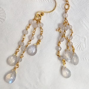 22Kt Gold Vermeil Rainbow Moonstone Earrings