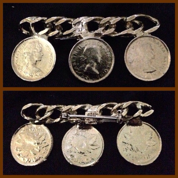 Canadian 1 cent coins vintage brooch - image 3