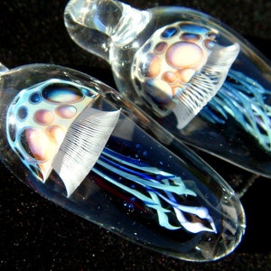 Jellyfish Pendant- MADE TO ORDER - Smokey Blue - Weelainy Lampworked Glass
