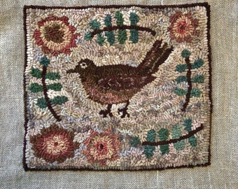 The Robin's Call Pattern NorthwestFolkDesign by Marijo Taylor Rug Hooking Patterns Hand Hooked Rug Primitive Pattern 12.5x14.5
