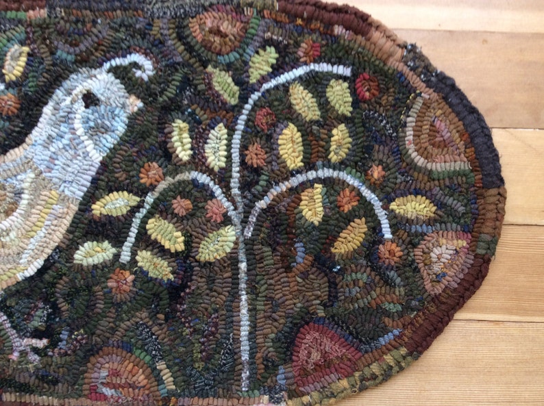 NorthwestFolkDesign Hand Hooked Rug Orchard Quail Pattern by Marijo Taylor Rug Hooking Patterns Hand Hooked Rug Primitive Pattern 13 x 29