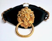 Lion Door Knocker Statement Collar, Fashion Choker, Fetish Collar, PVC, Brass
