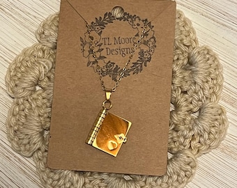 Stainless Steel Book Locket Necklace: Engravable Pages