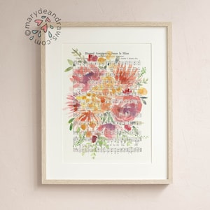 Watercolor Hymn Print "Blessed Assurance" art print, floral art print, watercolor florals, abstract floral painting