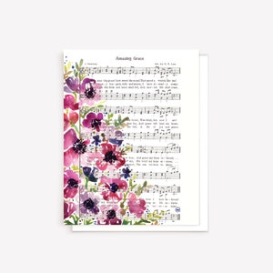 Tarjeta de felicitación de himno floral de acuarela: Amazing Grace