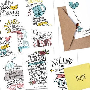 PRINTABLE DIGITAL DOWNLOAD Hope Scripture & Hymn Card Set of 8 with 4 Printable Encouragement Notes