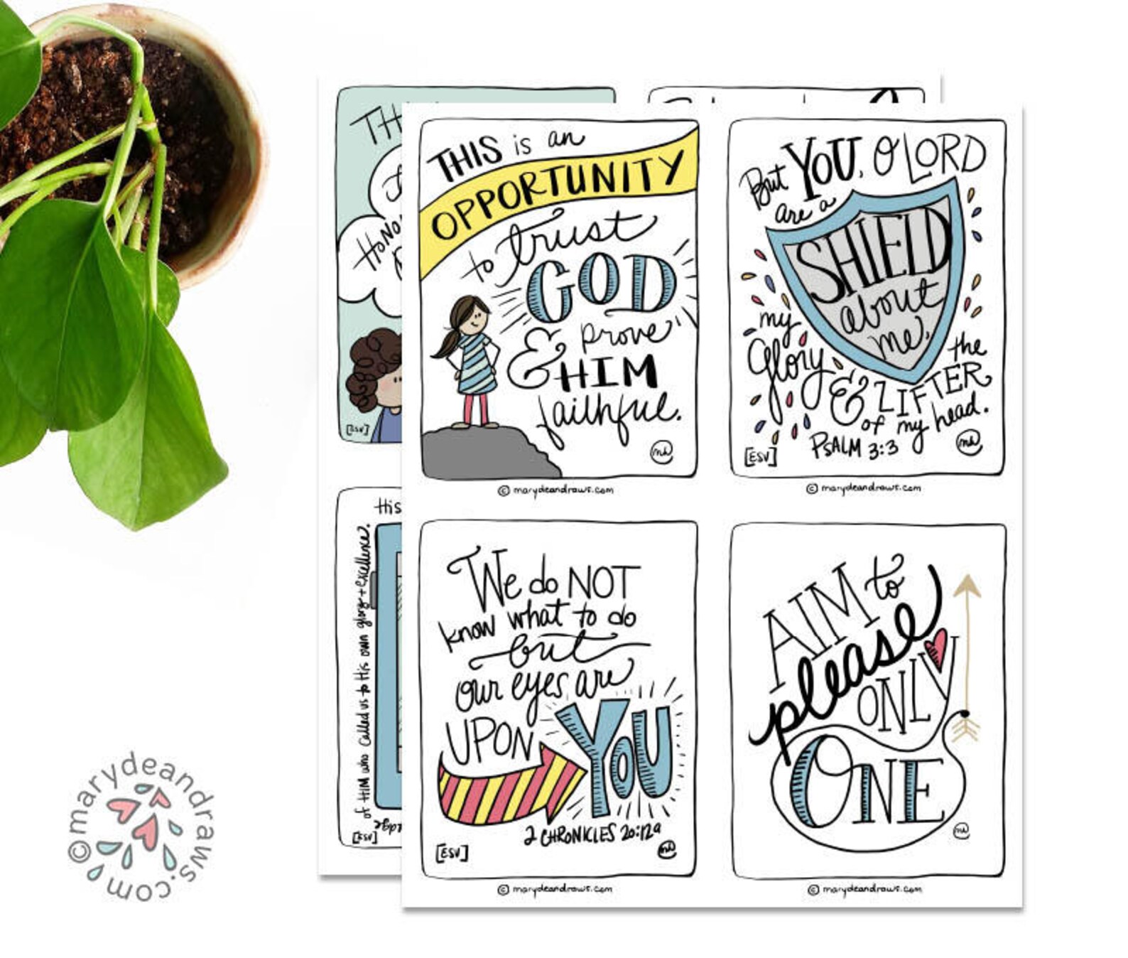 PRINTABLE DIGITAL DOWNLOAD Scripture Encourage Card Set of 8 With 4 ...