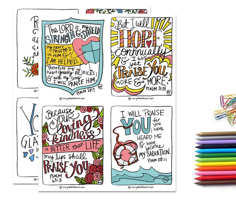 PRINTABLE Hand-drawn PRAISE Scripture Card Bible Verse Set With 8 ...