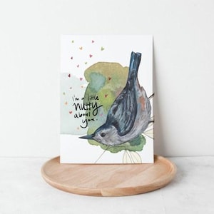 Mixed Media Liefdeswenskaart vogels: Boomklever 'Nutty about You'