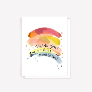 Obrigado cartão aquarela arco-íris: "Sua gentileza significa muito"