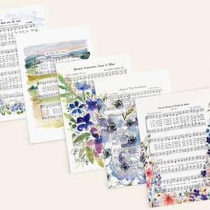 PRINTED & MAILED| Set of 5 4x6 Watercolor Hymn Postcards Set #2