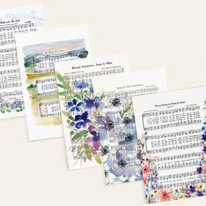 IMPRESO Y ENVIADO POR CORREO / Juego de 5 postales de himnos de acuarela de 4 x 6, juego n.° 2