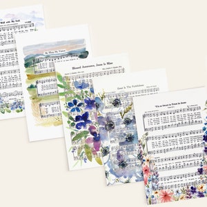 PRINTED & MAILED| Set of 5 4x6 Watercolor Hymn Postcards Set #2