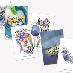 Set van zes ansichtkaarten met bijbelteksten van 4 x 6 inch | 'Hope & Refuge'