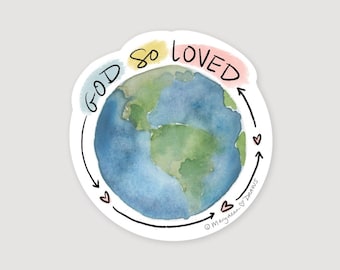 Bible verse sticker "God So Loved" John 3:16 Vinyl Encouraging Sticker