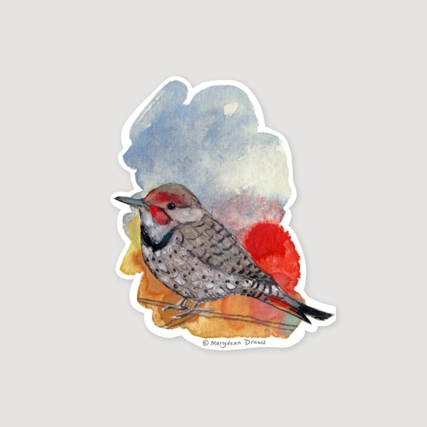 Vinyl Mixed Media Northern Flicker Woodpecker Bird Sticker