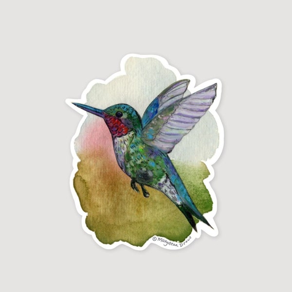 Vinyl Mixed Media Ruby-throated Hummingbird Sticker