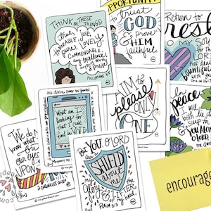 PRINTABLE DIGITAL DOWNLOAD Scripture EnCOURAGE Card Set of 8 with 4 Printable Encouragement Notes