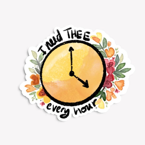 Encouraging Floral Watercolor Hymn “I Need Thee Every Hour” Vinyl Sticker