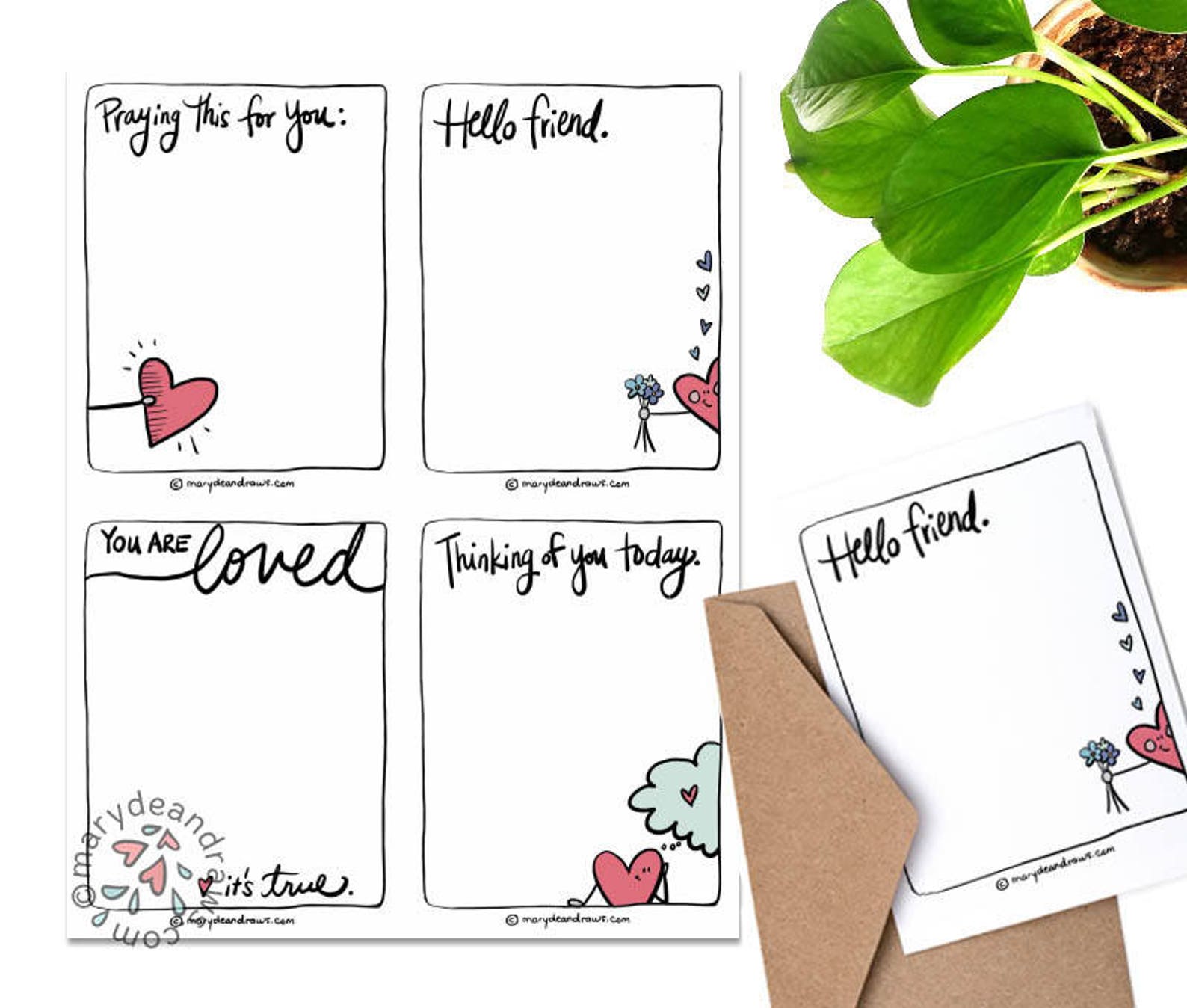 PRINTABLE DIGITAL DOWNLOAD Scripture Encourage Card Set of 8 With 4 ...
