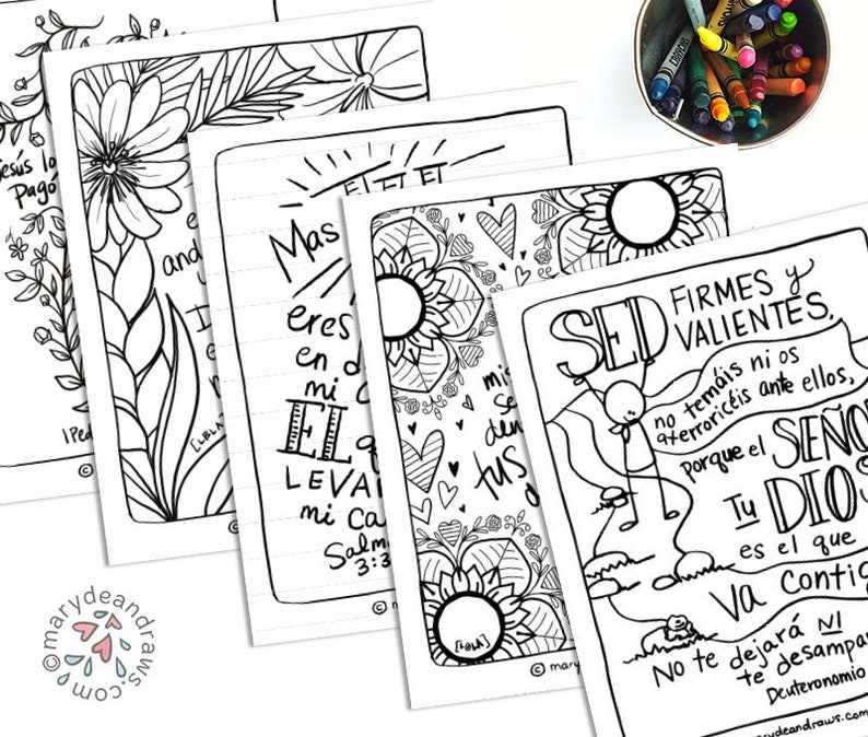Hand-drawn SPANISH Bible Verse Coloring Pages Collection From - Etsy