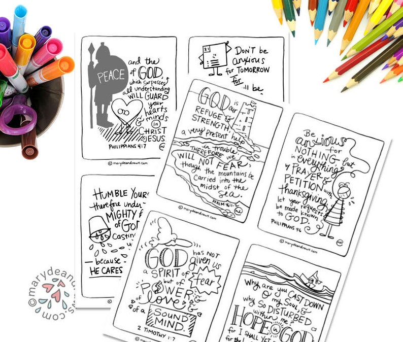 printable hand drawn anxious heart bible verse scripture