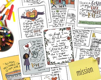 PRINTABLE Hand-drawn SPANISH Scripture Card Bible Verse Set | Etsy
