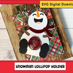 Schneemann-Lollipop-Halter für Weihnachtsgeschenke - DIY Weihnachtspapiermodell für Familie, Lehrer, Mitarbeiter. SVG-Datei für Cricut Schneidemaschine