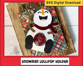 Porta lecca-lecca a forma di pupazzo di neve – Lavoretto natalizio fai da te in carta, file SVG Cricut (download digitale)