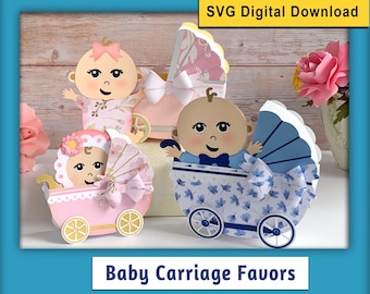 3D Baby Carriage SVG | Shower Favor, Gift Card Holder, DIY Paper Craft (Digital Download)