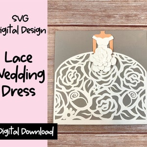 Spitzen Hochzeitskleid Karte - SVG Vorlage für Schneidemaschinen, Party, Dusche, Hochzeit Event, Geburtstag, Prinzessin Kleid, stationär, Kartenherstellung