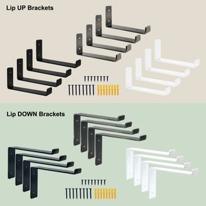 Heavy Duty Shelf Brackets for Scaffold Board Shelving - Durable Industrial Style - Made from 5mm Steel by DT Ironcraft - 225x40mm - up down