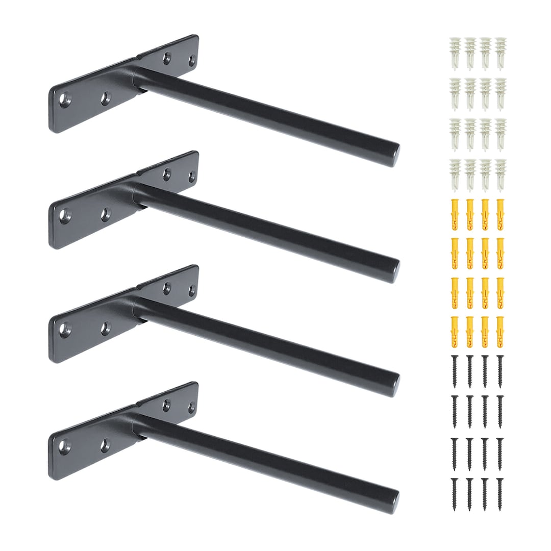 4 X Premium Heavy Duty Floating Shelf Brackets Solid Steel Wall Mounted Bracket for Concealed