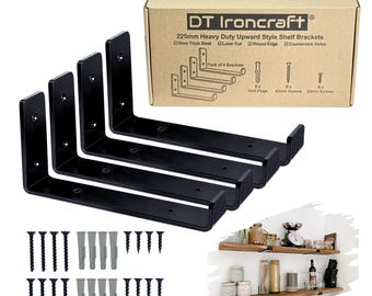 Heavy Duty Shelf Brackets for Scaffold Board Shelving - Durable Industrial Style - Made from 5mm Steel by DT Ironcraft - 225x40mm