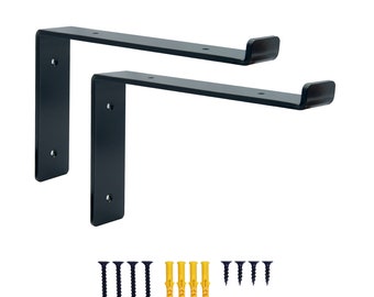 2 x Heavy Duty Shelf Brackets Downward - Durable Industrial Style Scaffold Board Shelving - Made from 5mm Steel by DT Ironcraft - 225x40mm