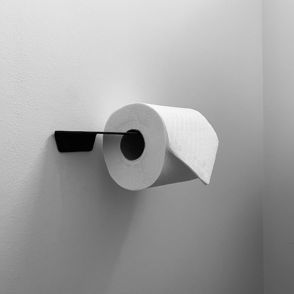 Toilet Roll Holder - 3mm Steel Black - Scandi Nordic Minimalism Design